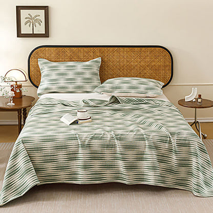 Curved Wave Cotton Gauze Quilt Blanket