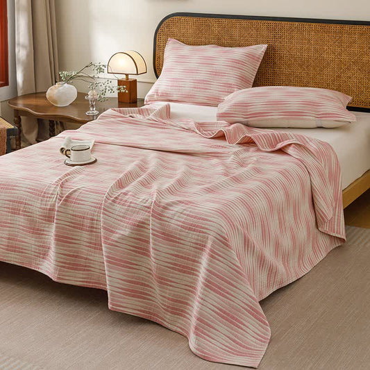 Curved Wave Cotton Gauze Quilt Blanket