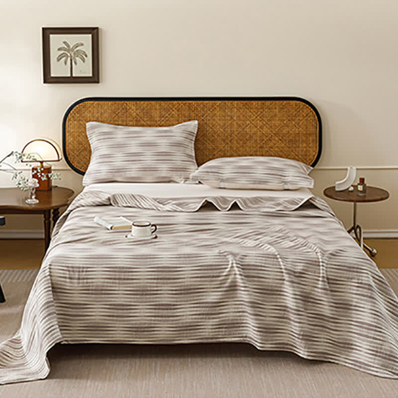 Curved Wave Cotton Gauze Quilt Blanket