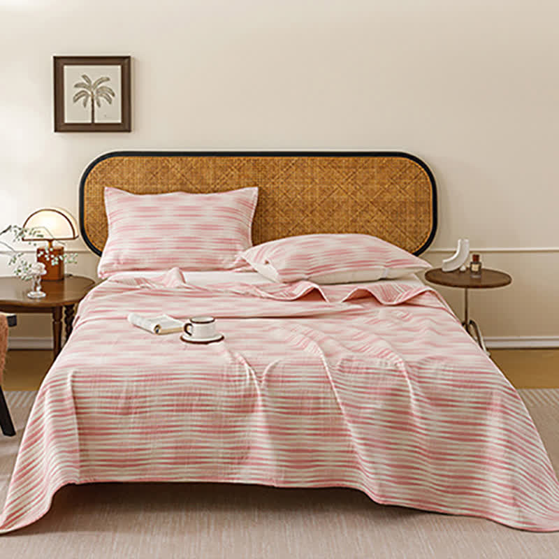 Curved Wave Cotton Gauze Quilt Blanket