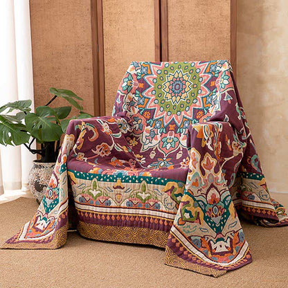 Retro Ethnic Style Cotton Quilt Blanket