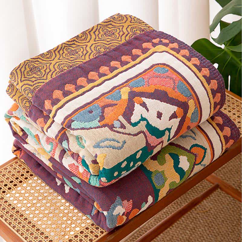 Retro Ethnic Style Cotton Quilt Blanket
