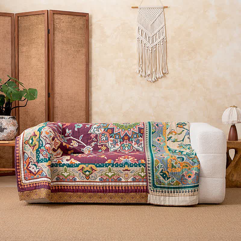 Retro Ethnic Style Cotton Quilt Blanket