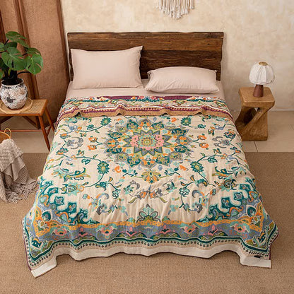 Retro Ethnic Style Cotton Quilt Blanket