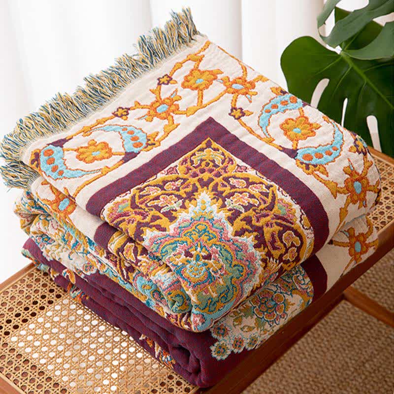 Retro Ethnic Tassel Cotton Blanket