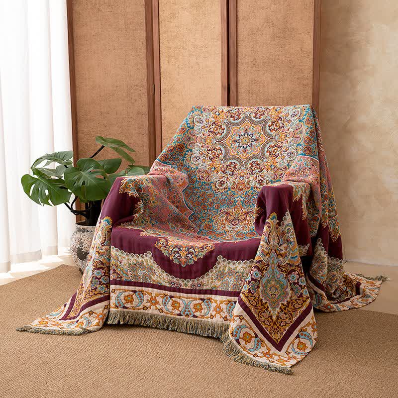 Retro Ethnic Tassel Cotton Blanket