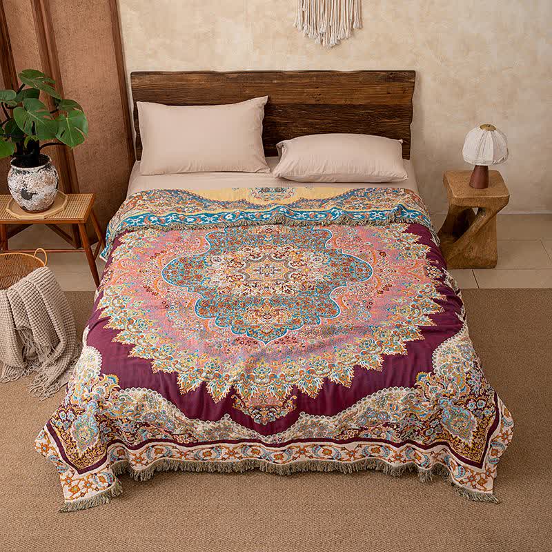 Retro Ethnic Tassel Cotton Blanket