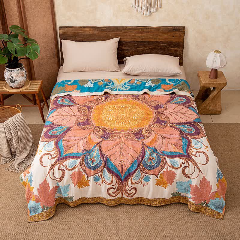 Retro Style Floral Cotton Blanket
