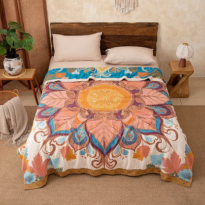 Retro Style Floral Cotton Blanket