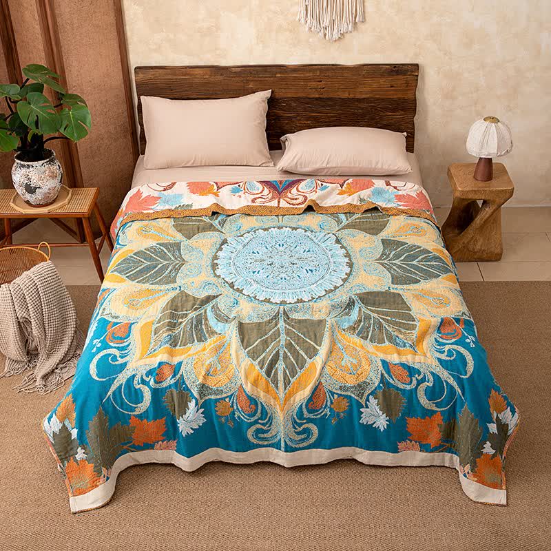 Retro Style Floral Cotton Blanket