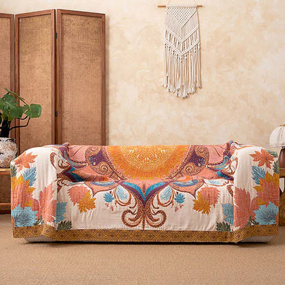 Retro Style Floral Cotton Blanket