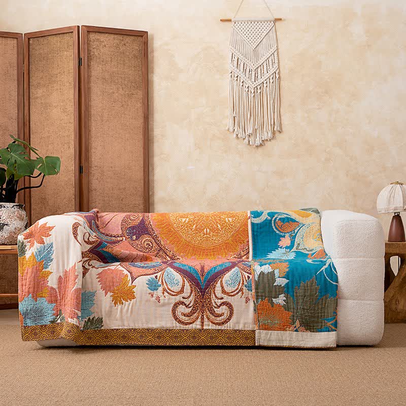 Retro Style Floral Cotton Blanket