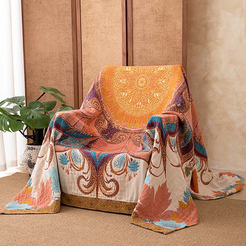 Retro Style Floral Cotton Blanket