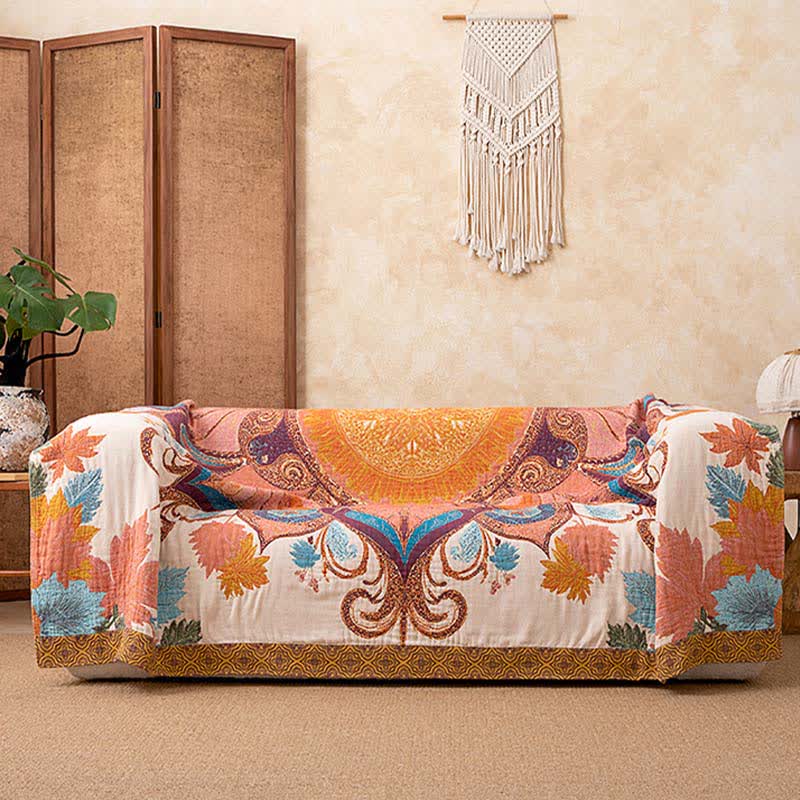 Retro Style Floral Cotton Quilt Blanket