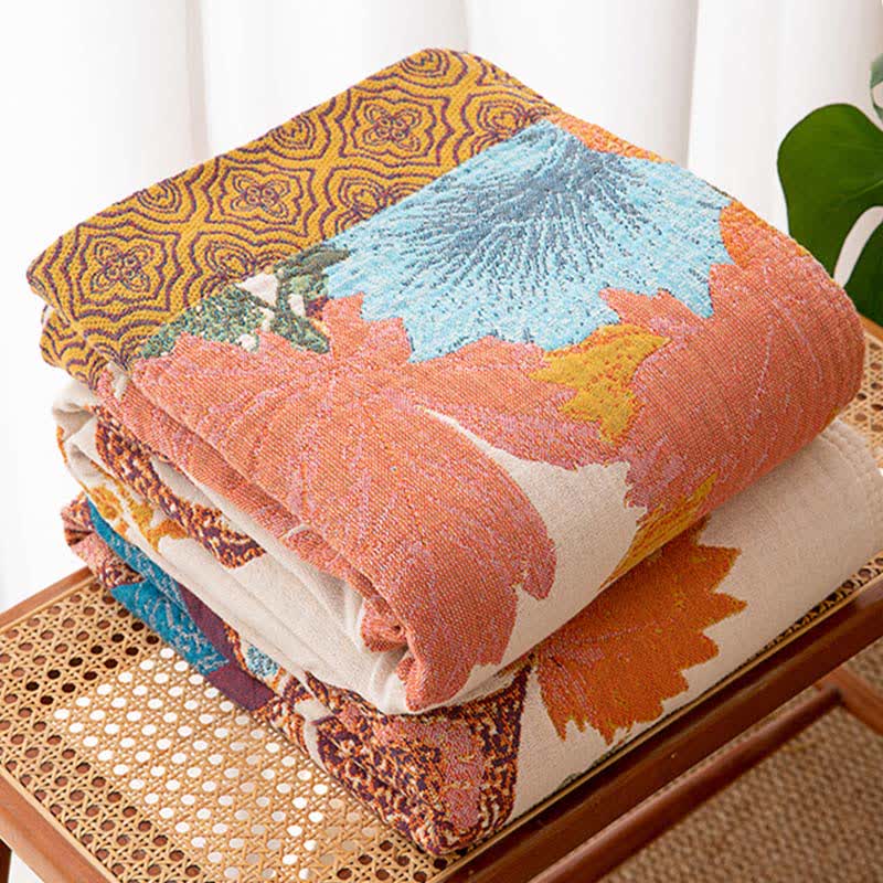 Retro Style Floral Cotton Blanket