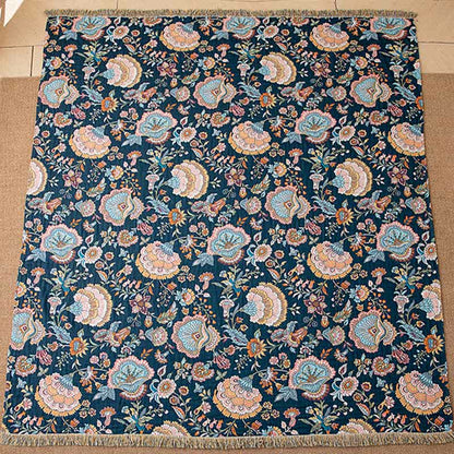 Boho Floral Tassel Cotton Blanket