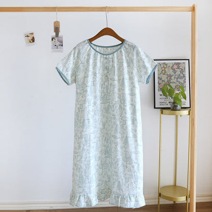 Rustic Mushroom & Bunny Cotton Nightgown