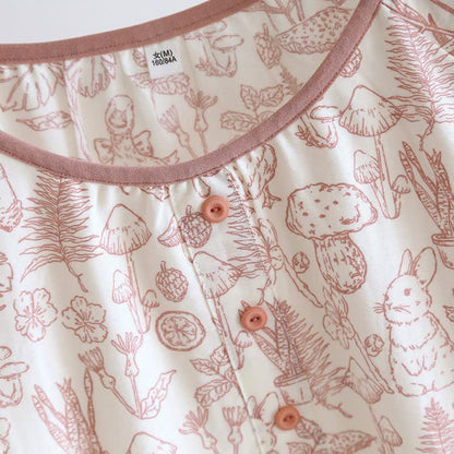 Rustic Mushroom & Bunny Cotton Nightgown