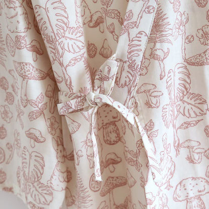 Mushroom & Bunny Cotton Gauze Kimono Robe