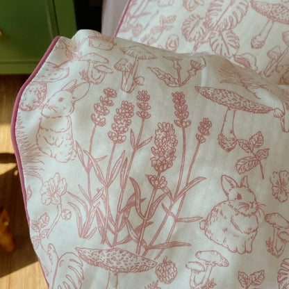 Mushroom & Bunny Cotton Gauze Bedding Set(4PCS)