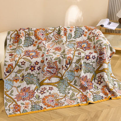 Retro Floral Pure Cotton Blanket