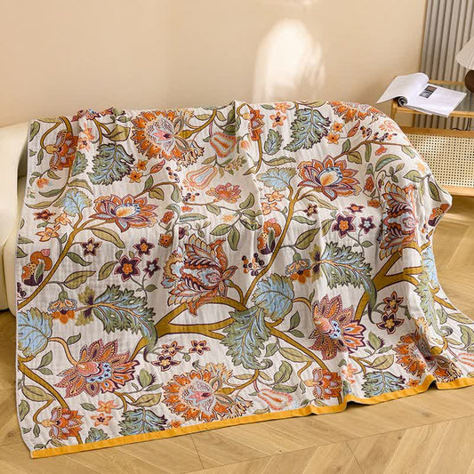 Retro Floral Pure Cotton Blanket