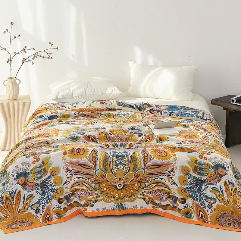 Tropical Floral Pure Cotton Blanket