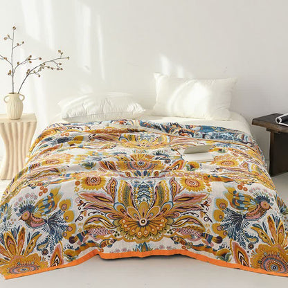 Tropical Floral Pure Cotton Blanket