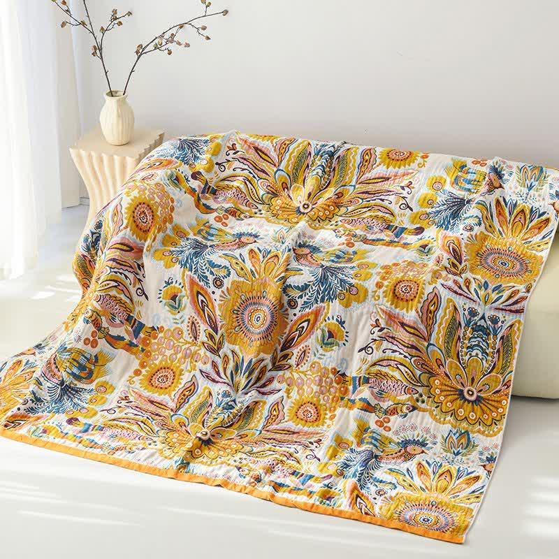 Tropical Floral Pure Cotton Blanket