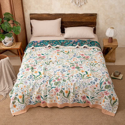 Botanical Floral Pure Cotton Blanket