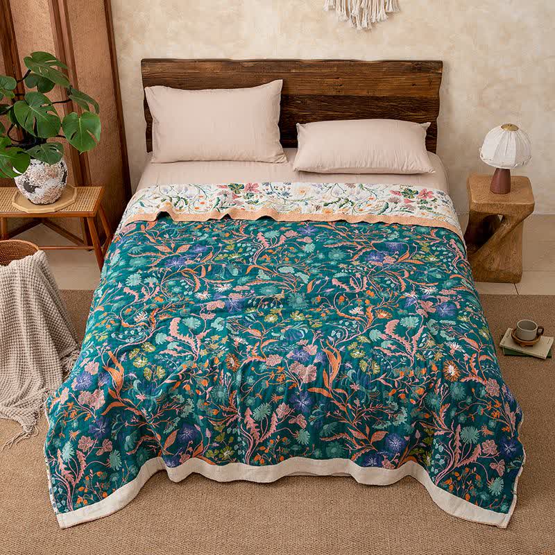 Botanical Floral Pure Cotton Blanket