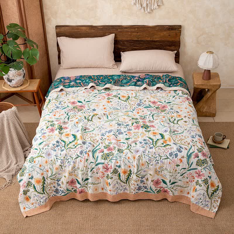 Botanical Floral Pure Cotton Quilt Blanket