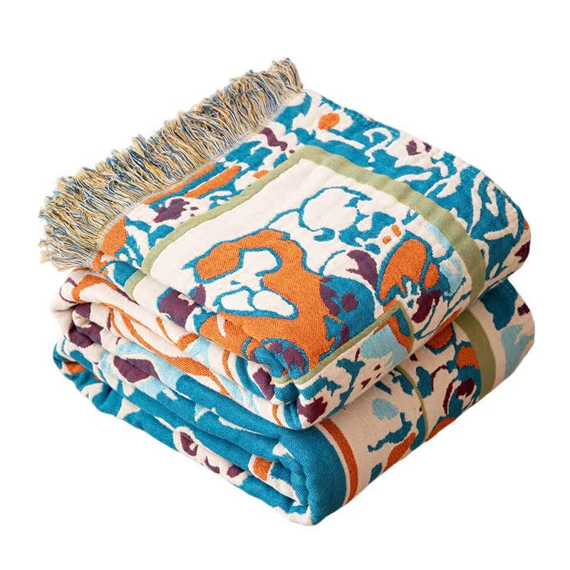 Retro Blue Pure Cotton Quilt Blanket