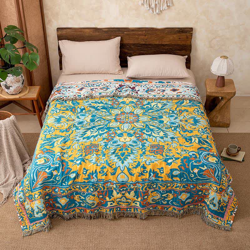 Retro Blue Pure Cotton Quilt Blanket