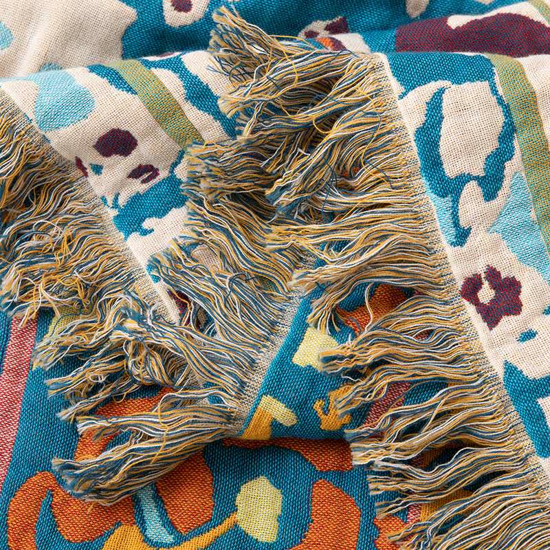 Retro Blue Pure Cotton Quilt Blanket