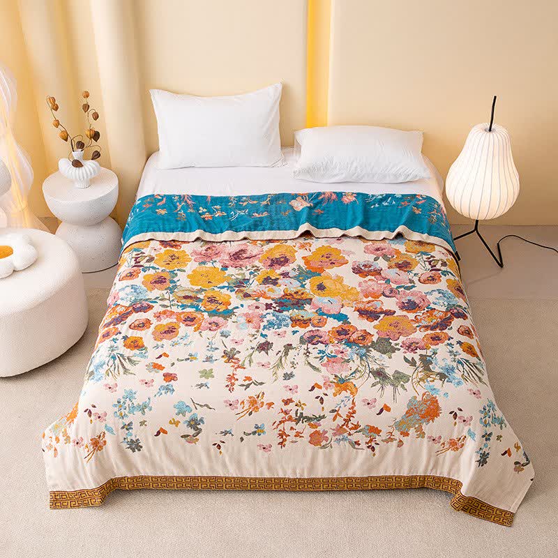 Floral Garden Pure Cotton Quilt Blanket