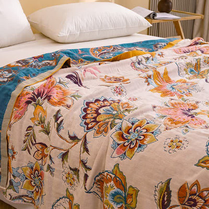 Blooming Floral Pure Cotton Blanket