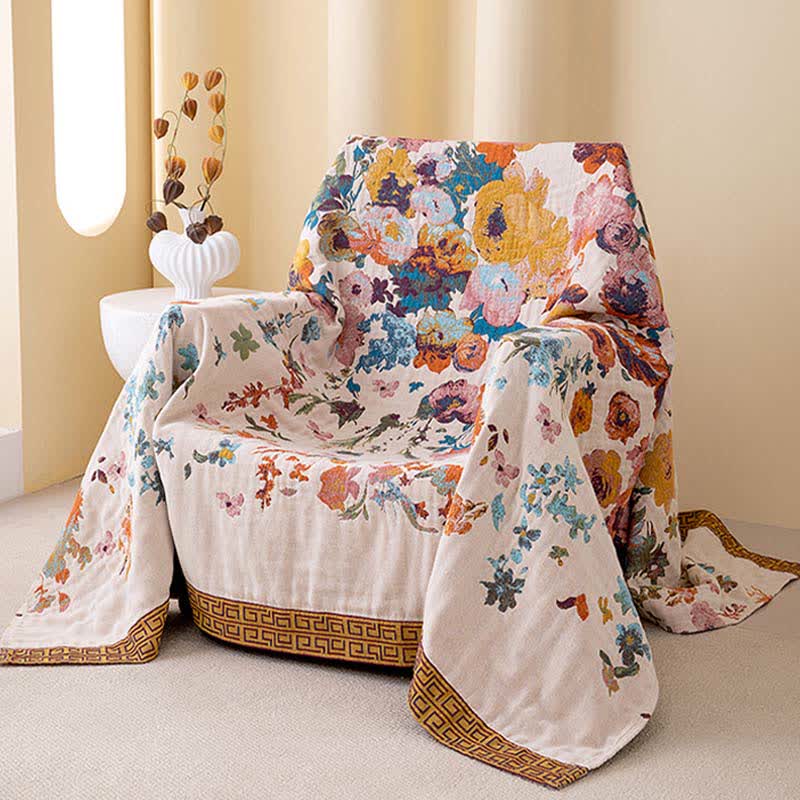 Floral Garden Pure Cotton Quilt Blanket