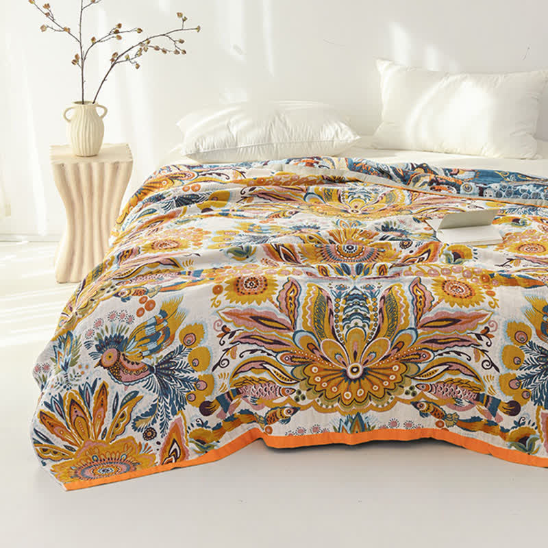 Tropical Floral Pure Cotton Blanket