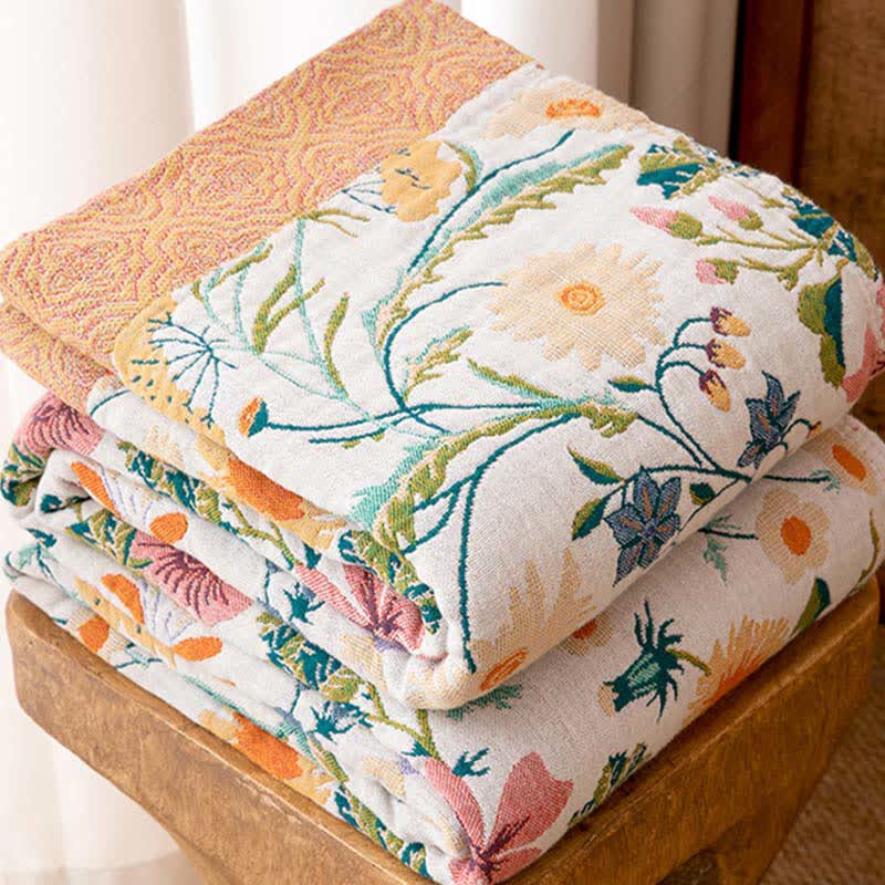 Botanical Floral Pure Cotton Blanket