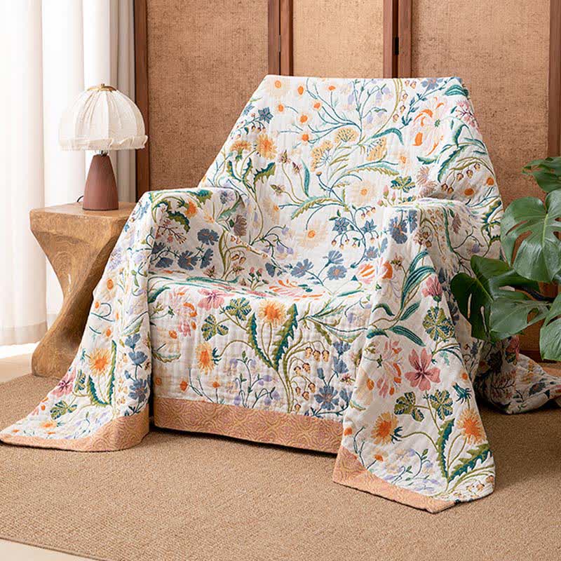Botanical Floral Pure Cotton Blanket