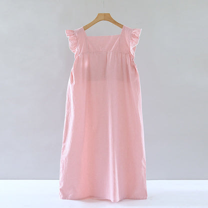 Gingham Flutter Sleeve Cotton Nightgown