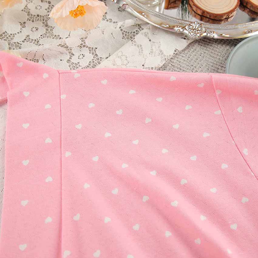 Heart Print Ruffle Knit Pajama Robe