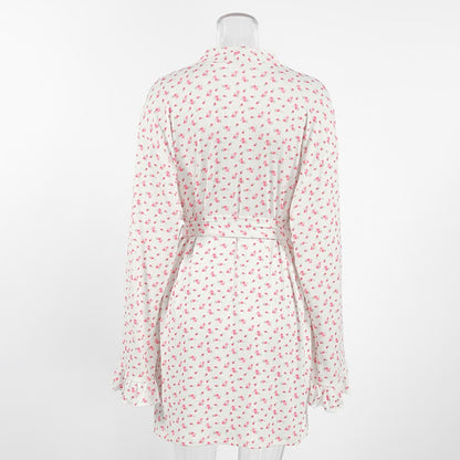 Floral Print Ruffle Knit Pajama Robe