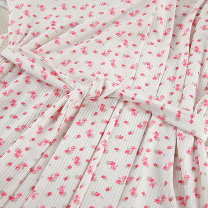 Floral Print Ruffle Knit Pajama Robe