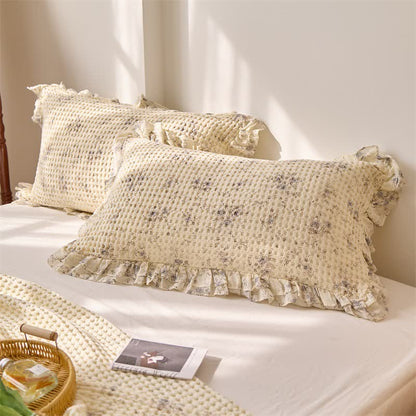 Floral Cotton Gauze Waffle Bedspread Quilt