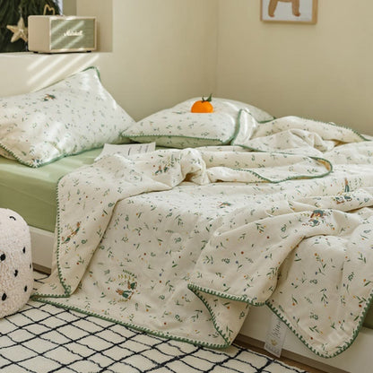 Botanical Leaf & Bunny Cotton Gauze Bedding
