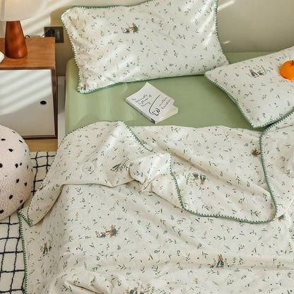 Botanical Leaf & Bunny Cotton Gauze Bedding