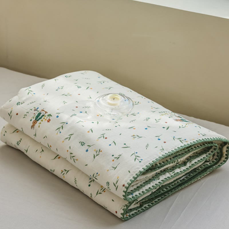 Botanical Leaf & Bunny Cotton Gauze Bedding