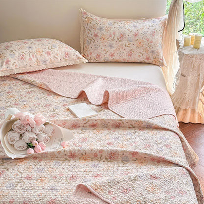 French Country Floral Quilted Cotton Bedspread